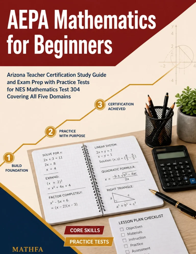 AEPA Mathematics for Beginners — AEPA Mathematics math study guide and practice tests book cover