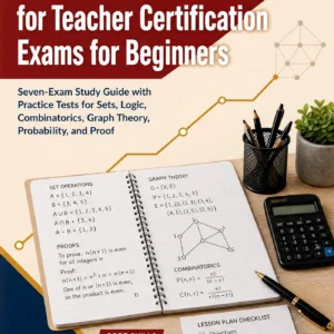 Discrete Mathematics for Teacher Certification Exams for Beginners — Discrete Mathematics for Teacher Certification Exams math study guide and practice tests book cover
