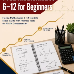 FTCE Mathematics 6-12 for Beginners — FTCE Mathematics 6-12 math study guide and practice tests book cover