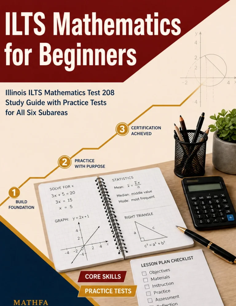 ILTS Mathematics for Beginners — ILTS Mathematics math study guide and practice tests book cover