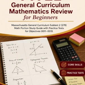 MTEL General Curriculum Mathematics Review for Beginners — MTEL General Curriculum Mathematics math study guide and practice tests book cover