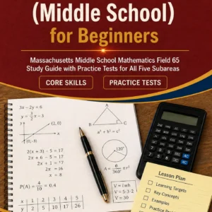 MTEL Mathematics Middle School for Beginners — MTEL Mathematics Middle School math study guide and practice tests book cover