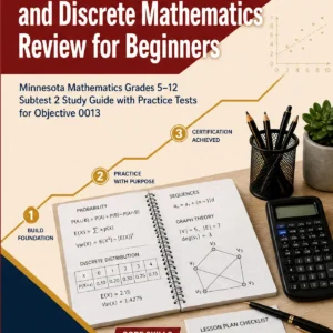 MTLE Data, Probability, and Discrete Mathematics Review for Beginners — MTLE Data, Probability, and Discrete Mathematics math study guide and practice tests book cover