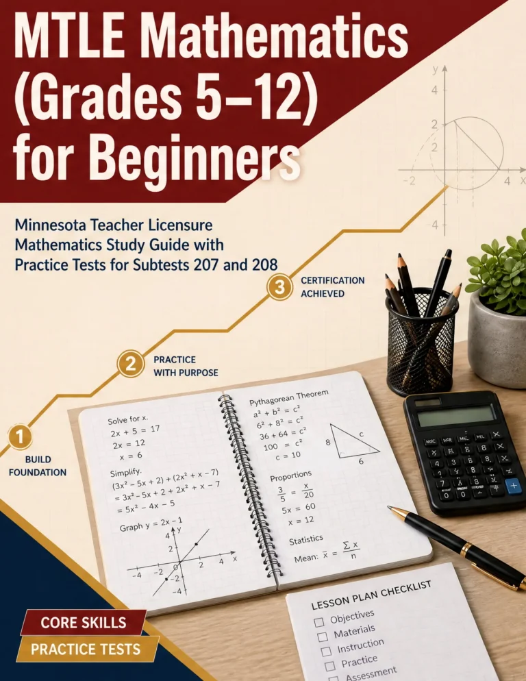 MTLE Mathematics Grades 5-12 for Beginners — MTLE Mathematics Grades 5-12 math study guide and practice tests book cover