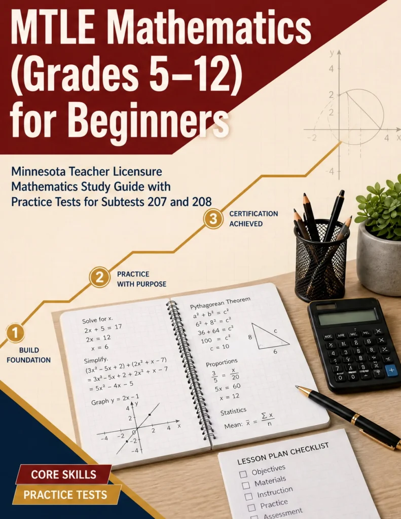 MTLE Mathematics Grades 5-12 for Beginners — MTLE Mathematics Grades 5-12 math study guide and practice tests book cover