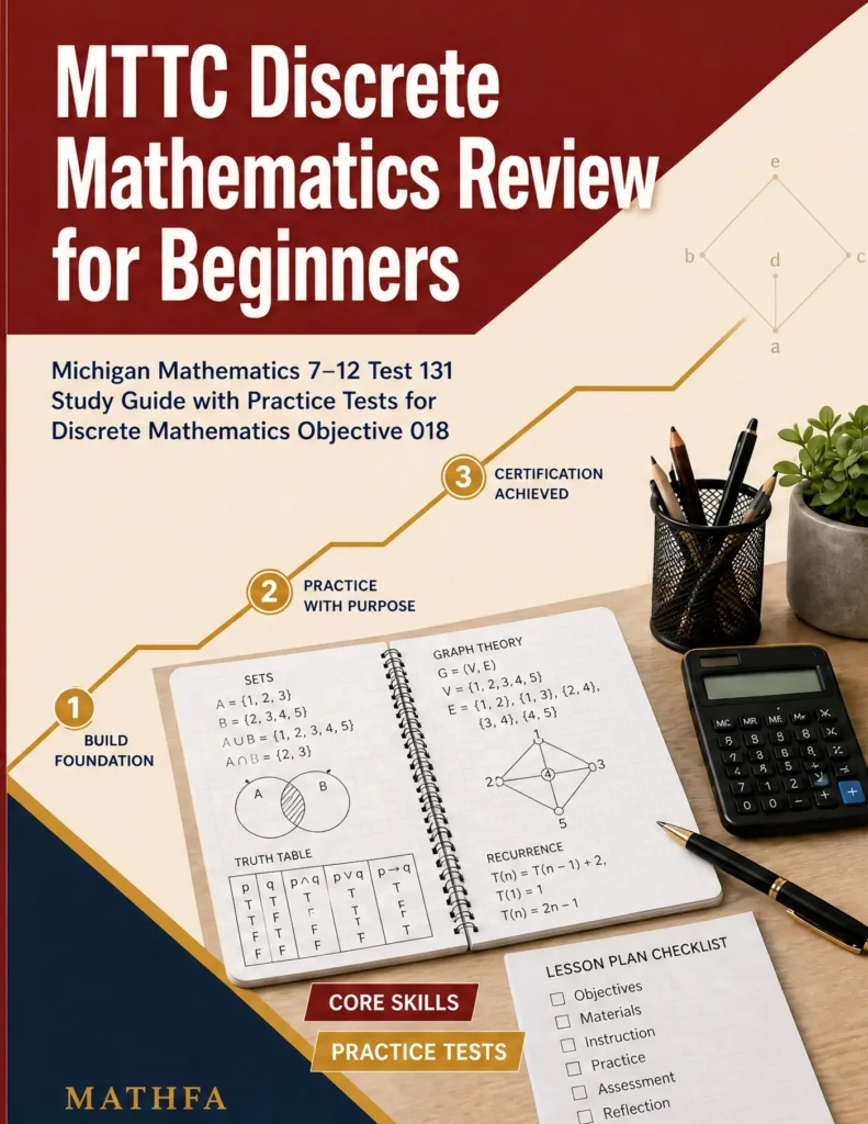 MTTC Discrete Mathematics Review for Beginners — MTTC Discrete Mathematics math study guide and practice tests book cover