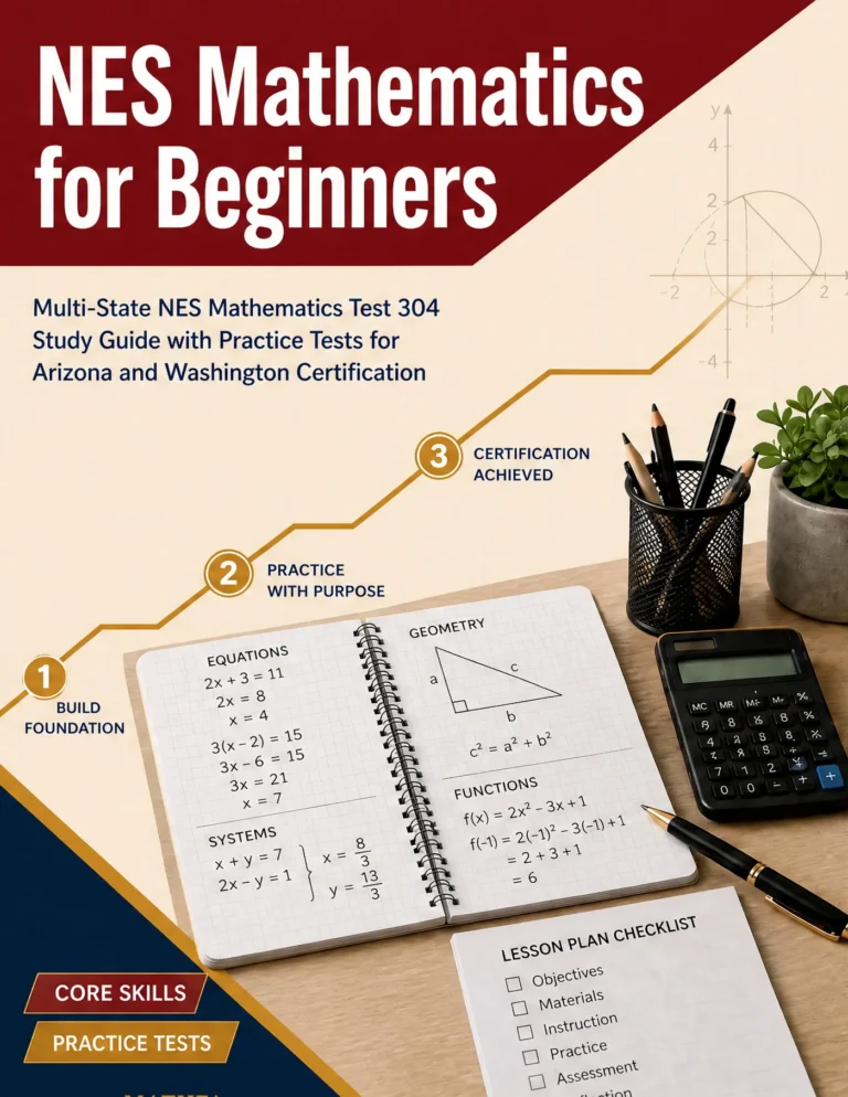 NES Mathematics for Beginners — NES Mathematics math study guide and practice tests book cover