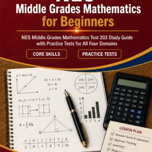 NES Middle Grades Mathematics for Beginners — NES Middle Grades Mathematics math study guide and practice tests book cover
