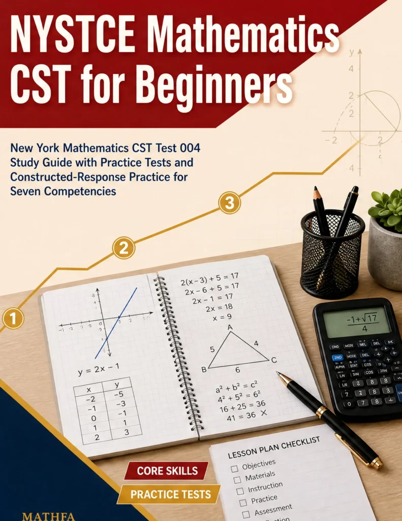 NYSTCE Mathematics CST for Beginners — NYSTCE Mathematics CST math study guide and practice tests book cover