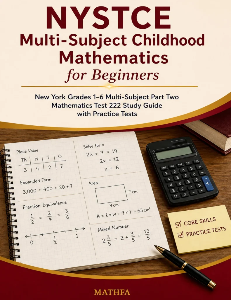 NYSTCE Multi-Subject Childhood Mathematics for Beginners — NYSTCE Multi-Subject Childhood Mathematics math study guide and practice tests book cover