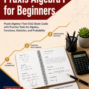 Praxis Algebra I for Beginners — Praxis Algebra I math study guide and practice tests book cover