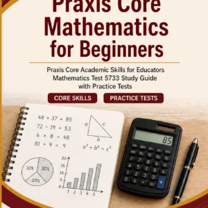 Praxis Core Mathematics for Beginners — Praxis Core Mathematics math study guide and practice tests book cover