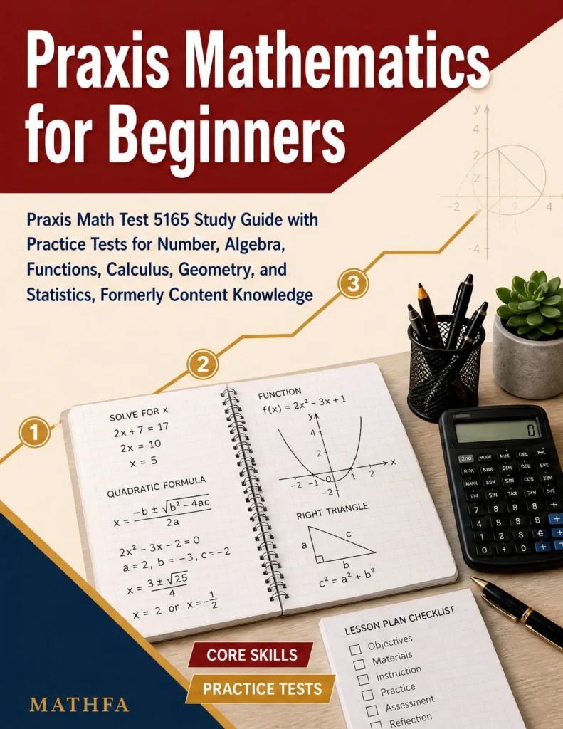 Praxis Mathematics for Beginners — Praxis Mathematics math study guide and practice tests book cover