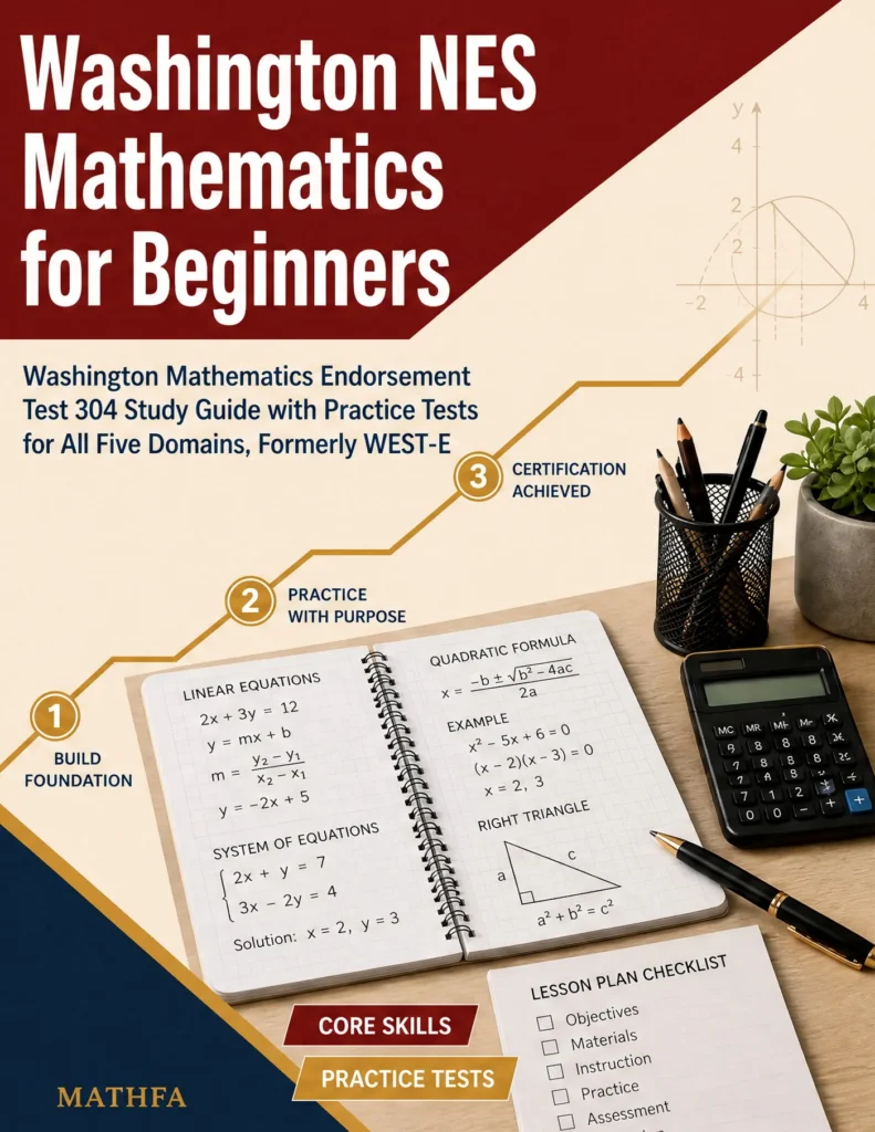 Washington NES Mathematics for Beginners — Washington NES Mathematics math study guide and practice tests book cover