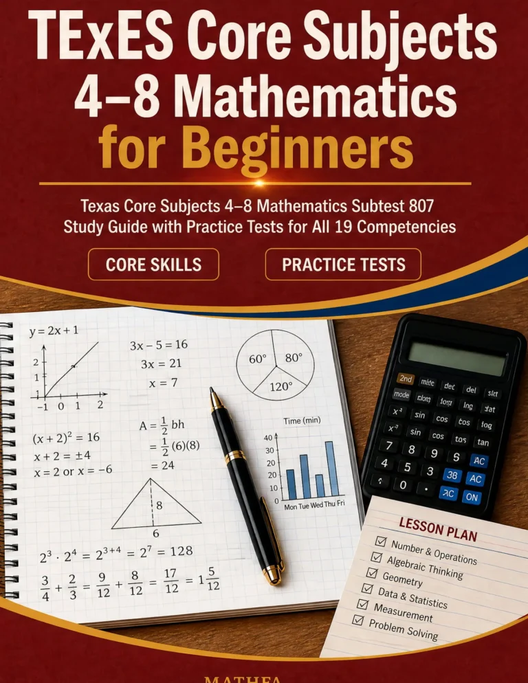 TExES Core Subjects 4-8 Mathematics for Beginners – TExES 807 Math Study Guide & Practice Tests book cover