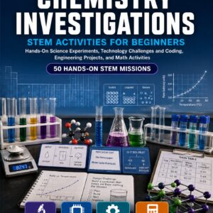 Chemistry Investigations STEM Activities for Beginners — book cover, Level D Innovators, Grades 6–8, 50 hands-on STEM missions