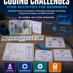 Coding Challenges STEM Activities for Beginners — book cover, Level D Innovators, Grades 6–8, 50 hands-on STEM missions