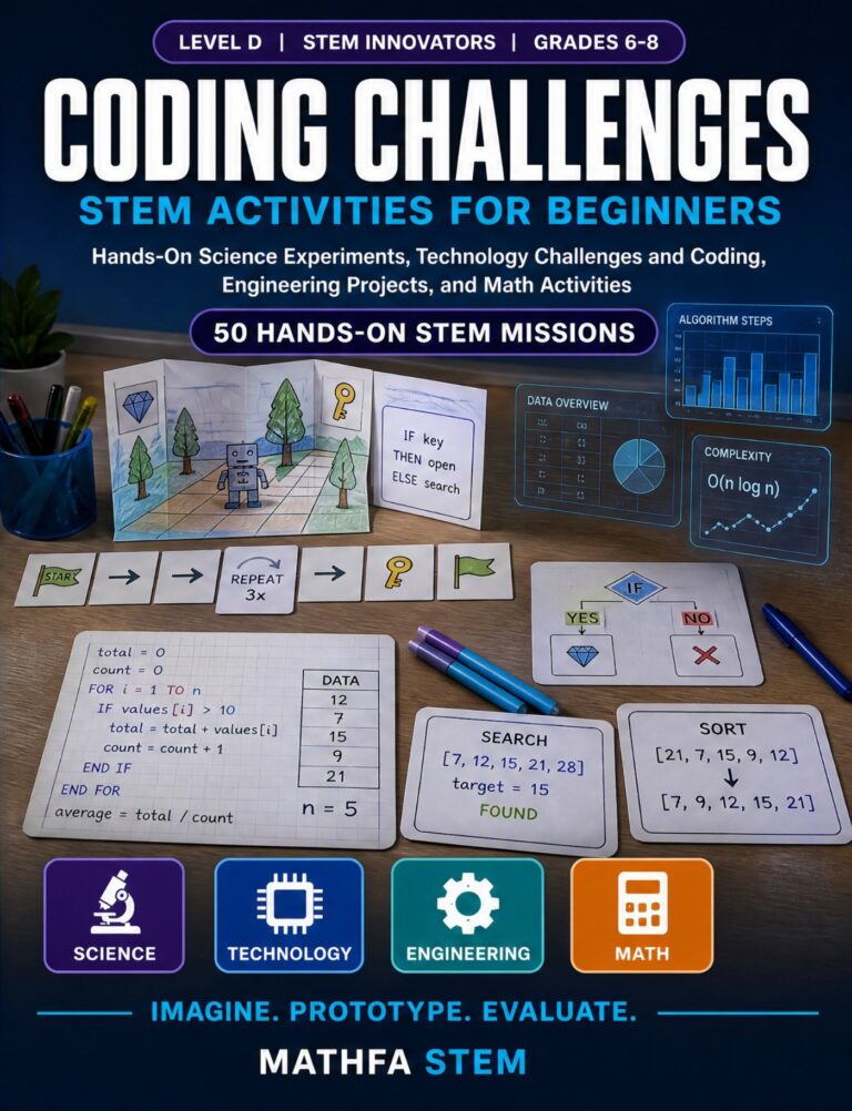 Coding Challenges STEM Activities for Beginners – 50 Hands-On Missions for Grades 6–8 book cover