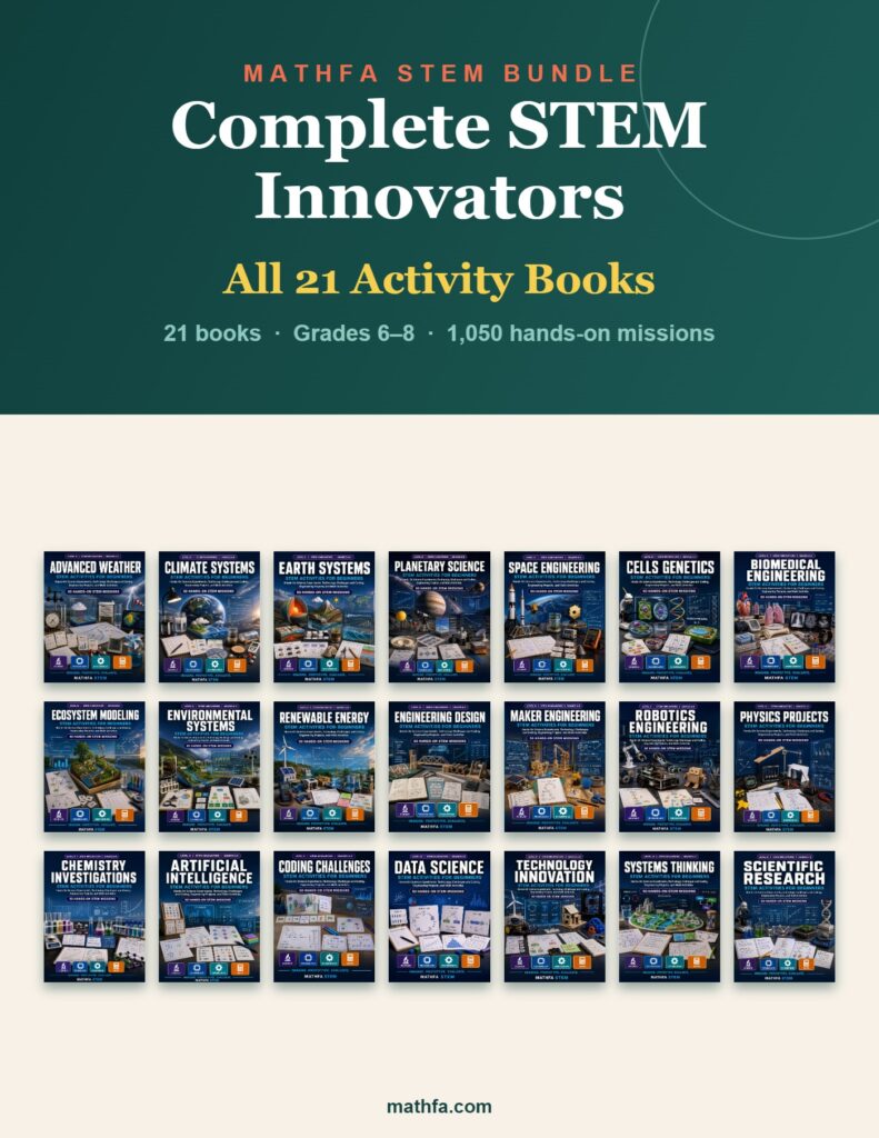 Complete STEM Innovators Bundle — 21 STEM activity books for grades 6–8