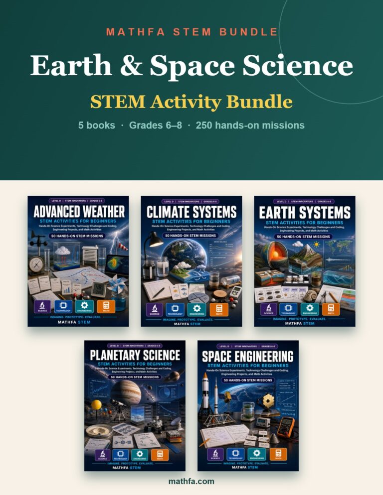 Earth & Space Science STEM Bundle – 5 STEM Activity Books for Grades 6–8 book cover