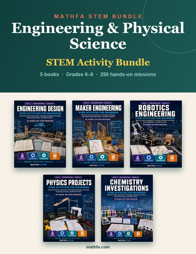Engineering & Physical Science STEM Bundle – 5 STEM Activity Books for Grades 6–8 book cover