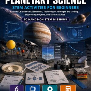Planetary Science STEM Activities for Beginners — book cover, Level D Innovators, Grades 6–8, 50 hands-on STEM missions