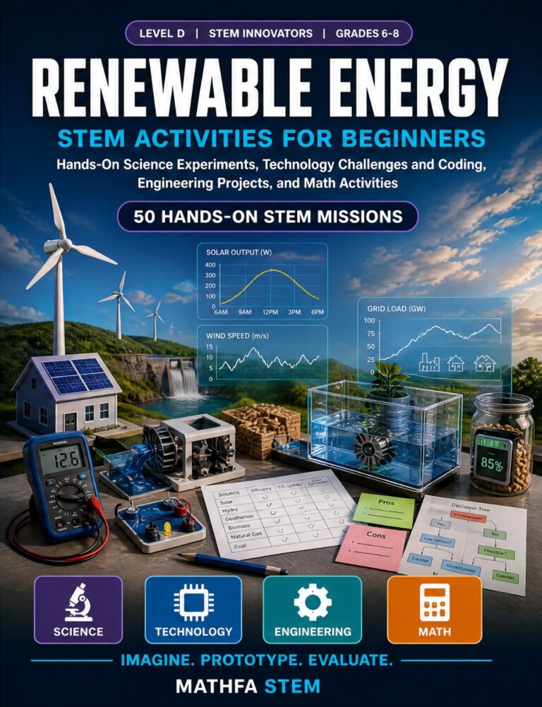 Renewable Energy STEM Activities for Beginners – 50 Hands-On Missions for Grades 6–8 book cover