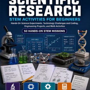 Scientific Research STEM Activities for Beginners — book cover, Level D Innovators, Grades 6–8, 50 hands-on STEM missions